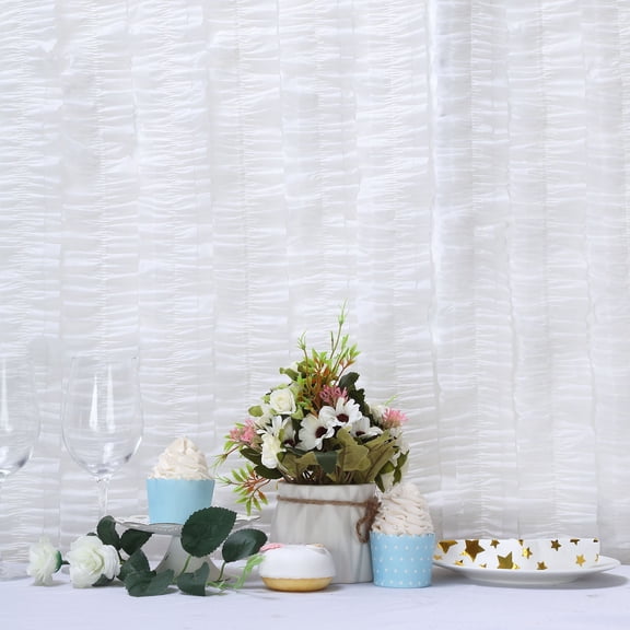 Efavormart 3 Rolls - 28 FT WHITE Ruffled Paper Strand | Streamer Backdrop - Paper Garland