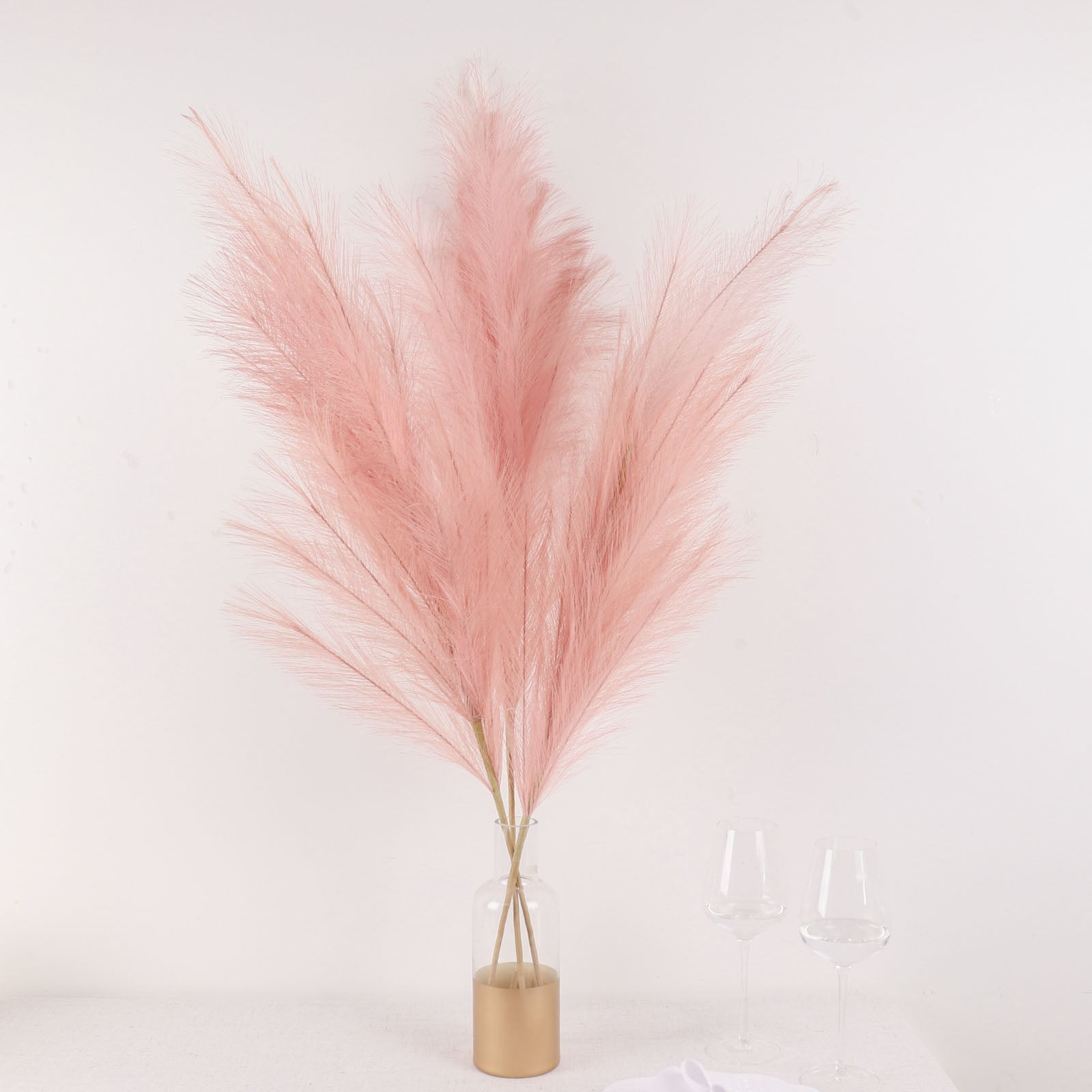 3 Stems | 44 Black Artificial Pampas Grass Plant Sprays, Faux Branches Vase Flower Arrangement | by Tableclothsfactory