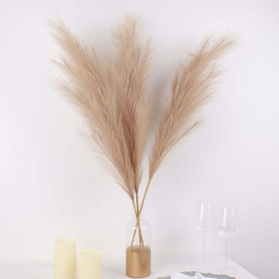 Efavormart 3 Stems | 44" Taupe Artificial Pampas Grass Plant Sprays, Faux Branches Vase Flower Arrangement