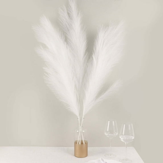 Efavormart 3 Stems | 44" White Artificial Pampas Grass Plant Sprays, Faux Branches Vase Flower Arrangement