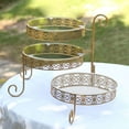 thumbnail image 1 of Efavormart 3-Tier Gold Metal Rotating Cupcake Dessert Display Stand With Clear Acrylic Round Plates, Hollow Lace Design Cake Stand - 28", 1 of 11