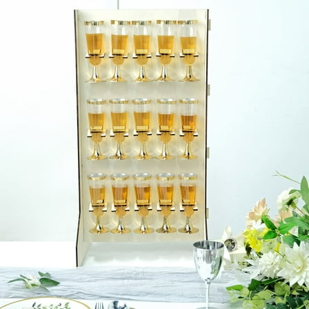 Efavormart 3-Tier Wooden Champagne Glass Flute Holder Wall Stand Rack, 15 Glass Drinks Shelf, Floor Standing Rectangular Drinks Rack