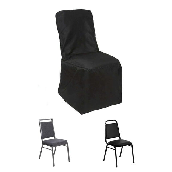 Efavormart 30 PCS Black Square Top Polyester Banquet Chair Cover Dinning Event Slipcover For Wedding Party Banquet Catering
