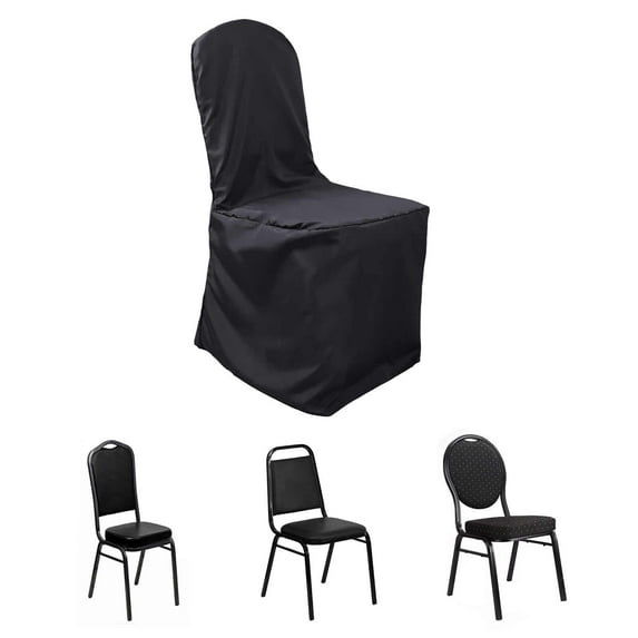 Efavormart 30 PCS Round Top Black Polyester Banquet Chair Covers Linen Dinning Chair slipcover For Wedding Party Event Catering