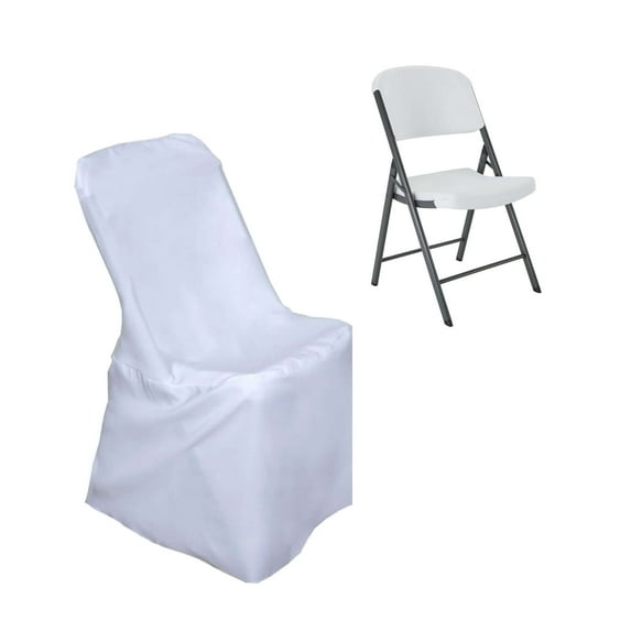 Efavormart 30 PCS White Polyester Lifetime Folding Chair Covers, Durable Reusable Chair Covers