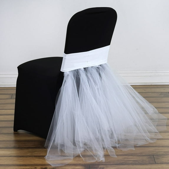 Efavormart 30 PCS White Spandex Chair Tutu Cover Skirt, Wedding Event Chair Decor