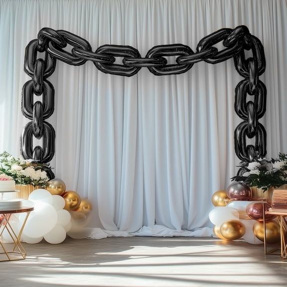 Efavormart 30 Pack 24" Black Chain Foil Balloons – 90s Hip Hop Party Decorations – Jumbo Link Balloons for Arches & Backdrops Up to 44ft Long Foil Mylar Balloons