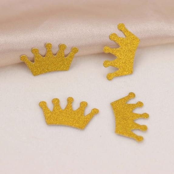 Efavormart 300 Pcs Gold Glitter Princess Crown Paper Confetti, Baby Shower Party Table Scatters - Double Sided