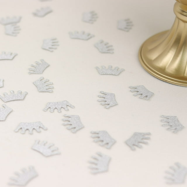 Efavormart 300 Pcs Silver Glitter Princess Crown Paper Confetti, Baby ...