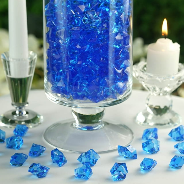 Efavormart 300 pcs BLUE Large Acrylic Ice Crystals Vase Fillers Table Scatters Decorations For Banquet Events Decorations