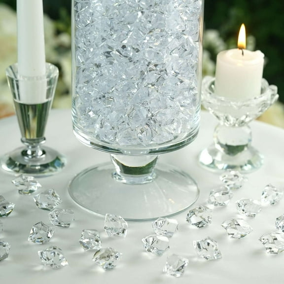 Efavormart 300 pcs CLEAR Large Acrylic Ice Crystals Vase Fillers Table Scatters Decorations For Banquet Events Decorations