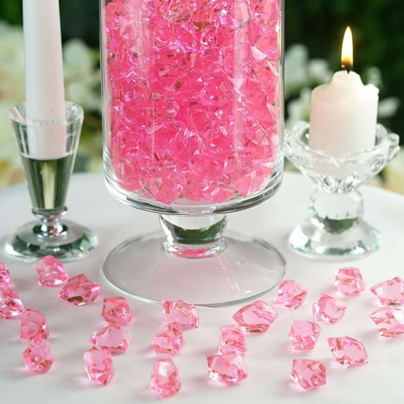 Efavormart 300 pcs PINK Large Acrylic Ice Crystals Vase Fillers Table Scatters Decorations For Banquet Events Decorations