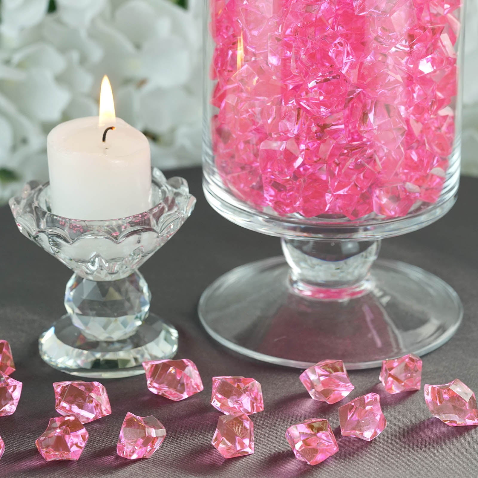 Efavormart 300 pcs PINK Large Acrylic Ice Crystals Vase Fillers Table Scatters Decorations For
