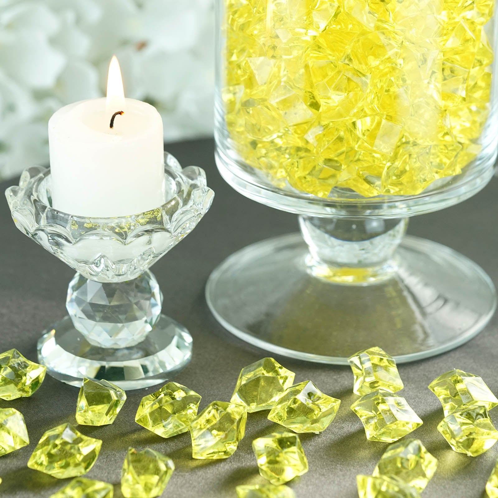 Efavormart 300 pcs YELLOW Large Acrylic Ice Crystals Vase Fillers Table Scatters Decorations For