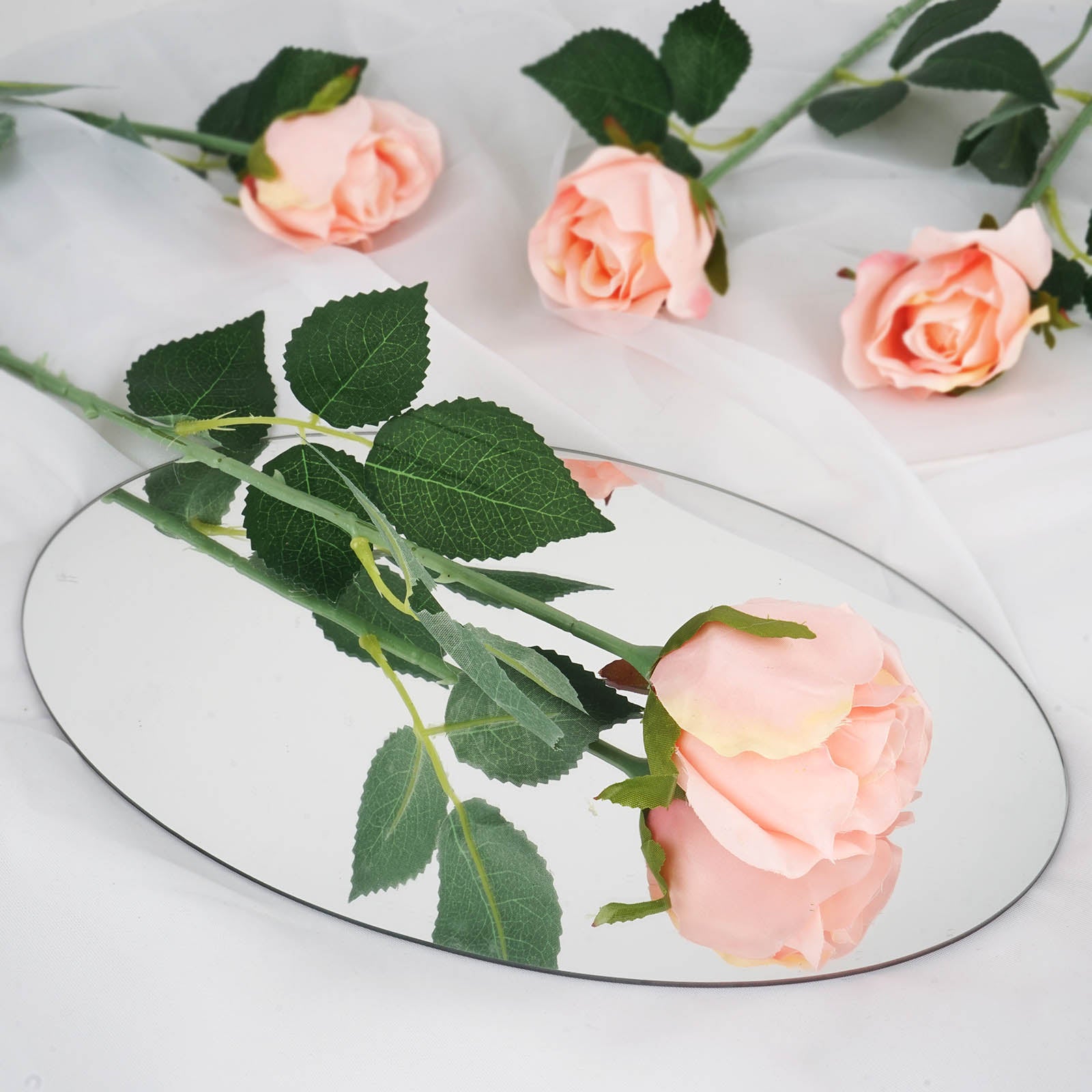 Efavormart 31" 24pcs Blush/Rose Gold Long Stem Artificial Silk Roses Flowers