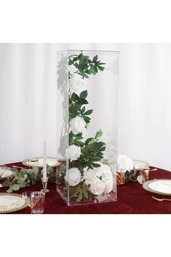 32" Acrylic & Lucite Wedding Decor Ideas Clear Display Box for Centerpieces with Interchangeable Lid and Base