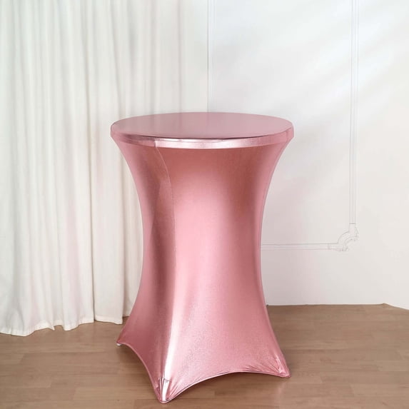 Efavormart 32" - Dia Rose Gold Premium Metallic Spandex Highboy Cocktail Table Cover - Perfect for Wedding Ceremonies, Hotels, Coffee House, Indoor and Outdoor Events, Holiday Parties