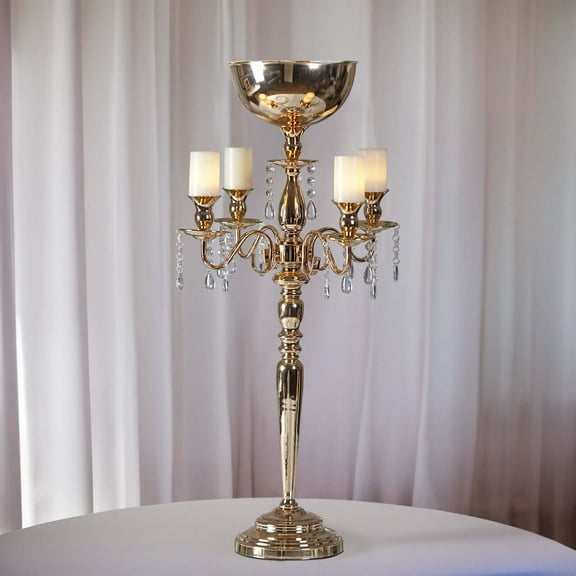 Efavormart 33" Tall Gold Arm Shiny Metal Candelabra Chandelier Votive Candle Holder Wedding Centerpiece