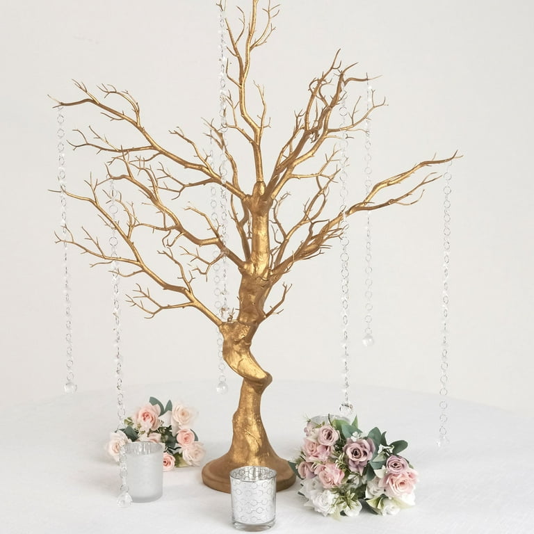 Efavormart 34 Manzanita Centerpiece Tree + 8 Acrylic Bead Chains For  Wedding Banquet Birthday Party Event Tabletop Decorations - Metallic Gold 