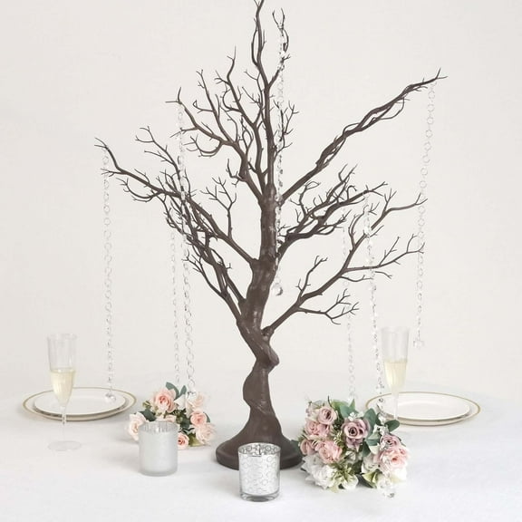 Efavormart 34" Manzanita Centerpiece Tree + 8 Acrylic Bead Chains For Wedding Banquet Birthday Party Event Tabletop Decorations - Natural