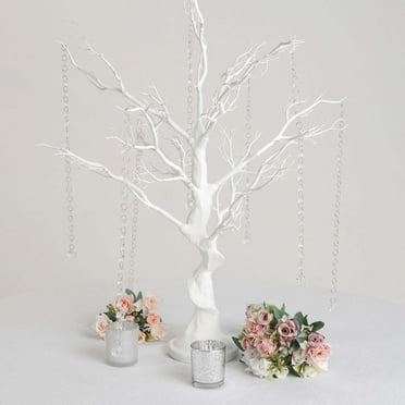 Efavormart 34" White Manzanita Centerpiece Tree + 8 Acrylic Bead Chains