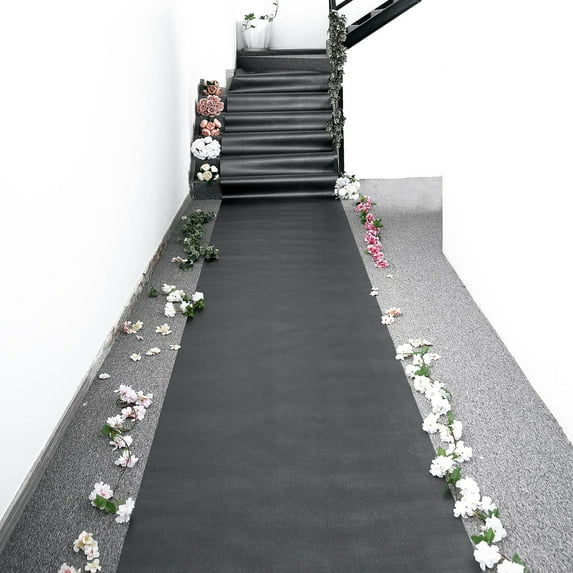 Efavormart 3FT x 50FT Black Glitter Wedding Aisle Runner, Non-Woven Carpet Runners for Party, Birthday, Banquet, Home, Restaurant, Outdoor Decor