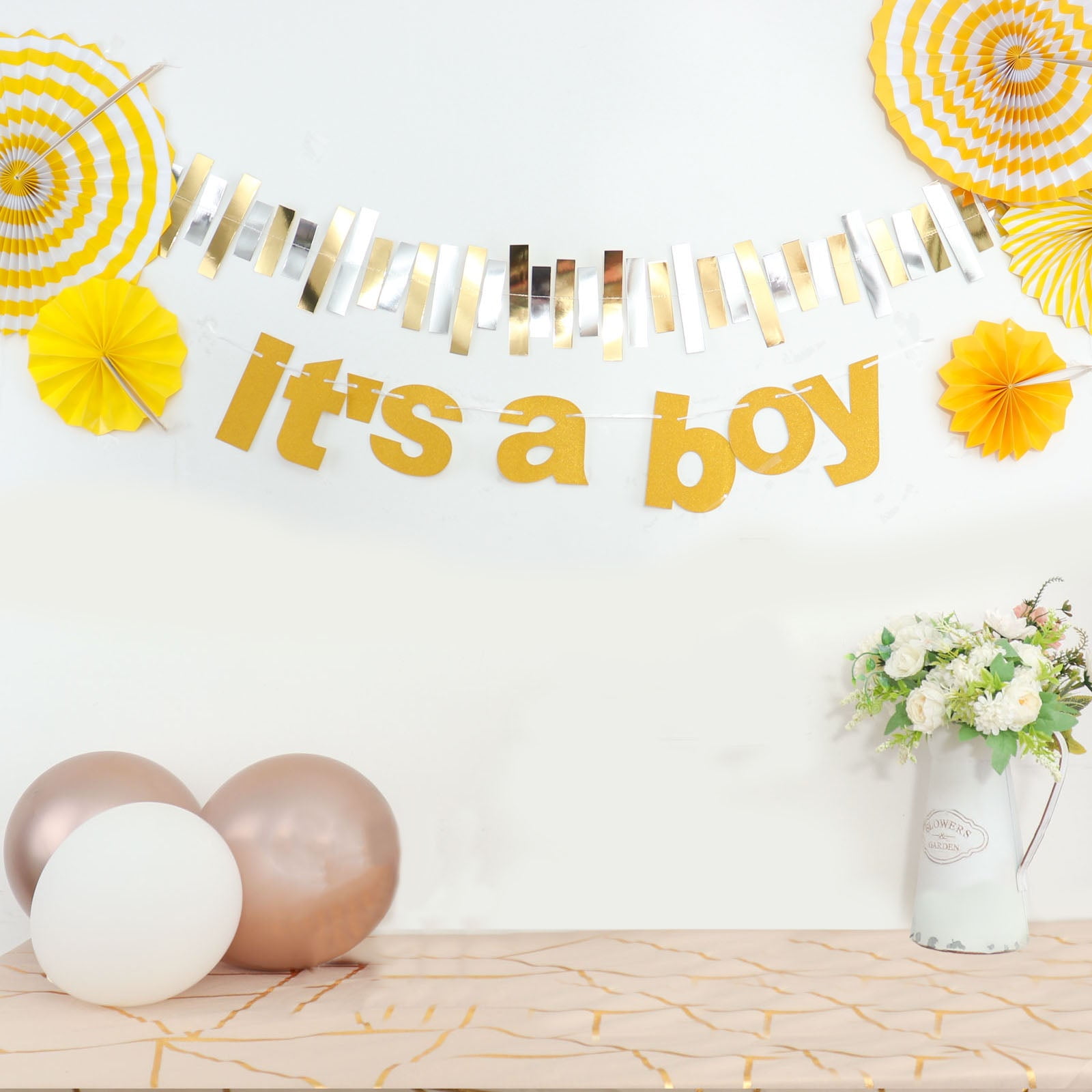 Efavormart 3ft Gold Glittered It's a Boy Paper Hanging Gender Reveal ...