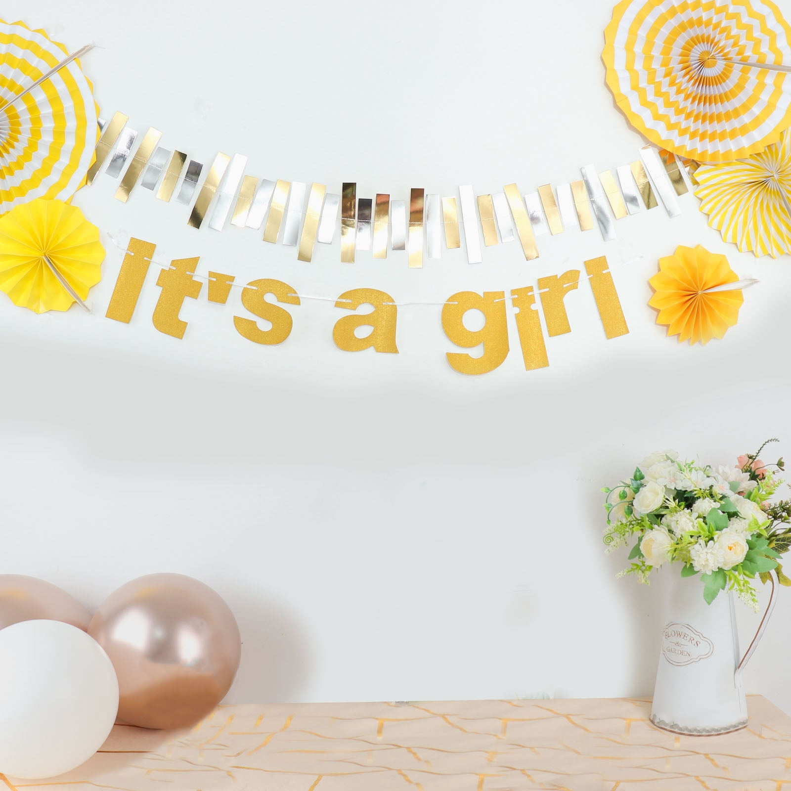 Efavormart 3ft Gold Glittered It's a Girl Paper Hanging Gender Reveal ...