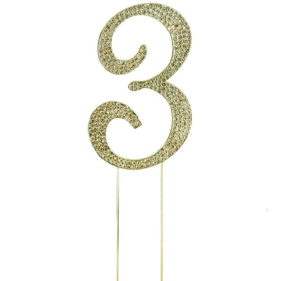 Efavormart 4.5" Gold Shinny Rhinestone Letters Cake Toppers For Wedding Birthday Party Special Event Personalized Decorations - 3