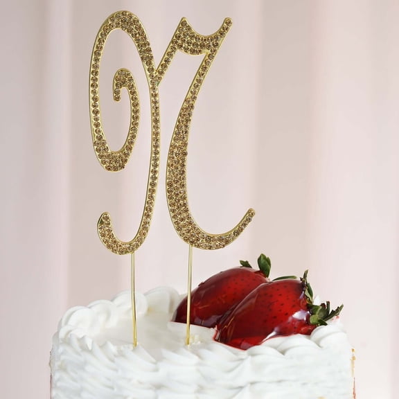 Efavormart 4.5" Tall Gold Shinny Rhinestone Letters Cake Toppers For Wedding Birthday Party Special Event Personalized Decor - N