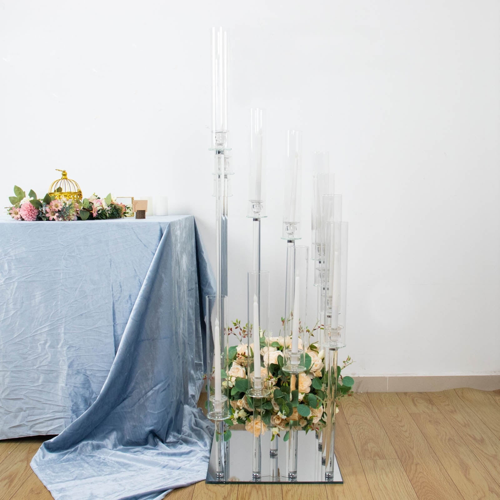 Efavormart 4.5ft Crystal 12-Arm Cluster Glass Candelabra Floral ...