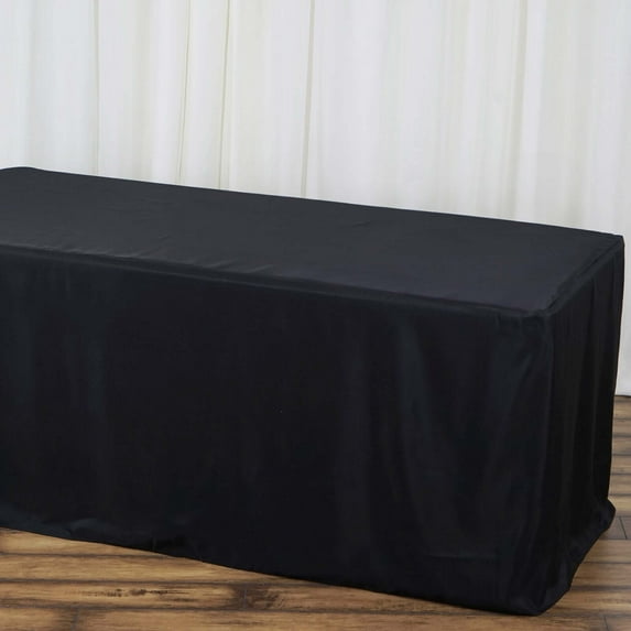 Efavormart 4 Ft 30" Black Wrinkle/Stain Resistant Fitted BanquetPolyester Tablecloth For Event Tradeshow Use