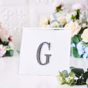 Efavormart 4" Letter G Black Self-Adhesive Rhinestone Number Stickers for DIY Crafts, Handicraft Art, Graduation Cap Decorations Birthday Party, Wedding Alpha-Numeric stickers