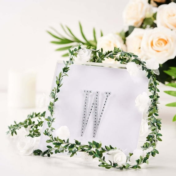Efavormart 4" Letter W Silver Self-Adhesive Rhinestone Number Stickers for DIY Crafts, Handicraft Art, Graduation Cap Decorations Birthday Party, Wedding Alpha-Numeric stickers