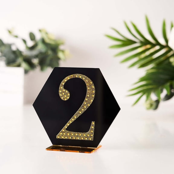 Efavormart 4" Number 2 Gold Self-Adhesive Rhinestone Number Stickers for DIY Crafts, Handicraft Art, Graduation Cap Decorations Birthday Party, Wedding Alpha-Numeric stickers