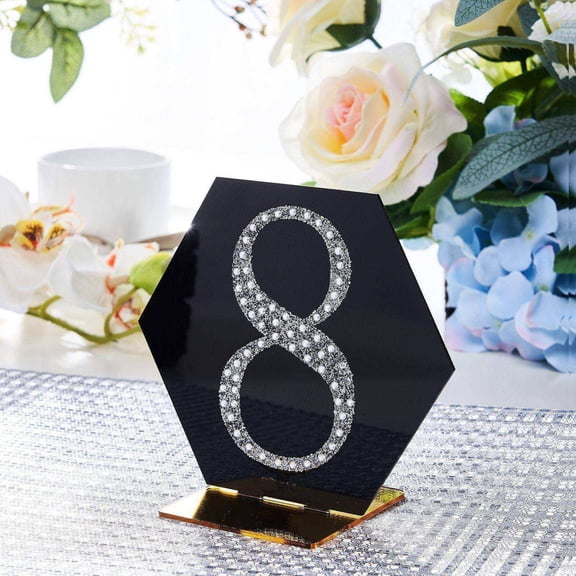 Efavormart 4" Number 8 Silver Self-Adhesive Rhinestone Number Stickers for DIY Crafts, Handicraft Art, Graduation Cap Decorations Birthday Party, Wedding Alpha-Numeric stickers