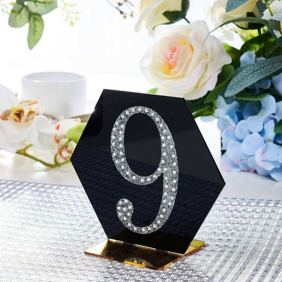 Efavormart 4" Number 9 Silver Self-Adhesive Rhinestone Number Stickers for DIY Crafts, Handicraft Art, Graduation Cap Decorations Birthday Party, Wedding Alpha-Numeric stickers
