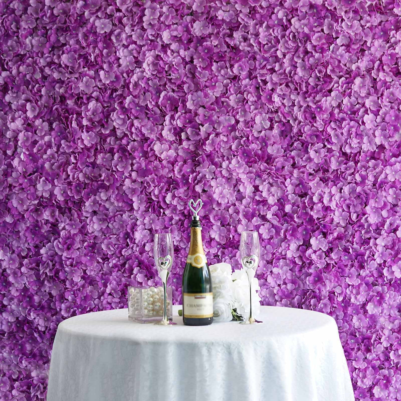 Efavormart 4 PCS Purple Silk Hydrangea Flower Mat Wall Wedding Event