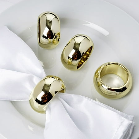 Efavormart 4 PCS Wholesale Gold Acrylic Napkin Rings for Place Settings Wedding Receptions Dinner or Holiday Parties Tableware