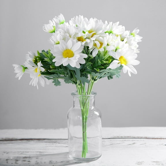 Efavormart 4 Pack - 11" White Artificial Daisy Flower Bushes, Silk Flowers  - Perfect for Wedding, Party Decorations, Upscale Occasions, Birthday Celebrations, and Any Special Events