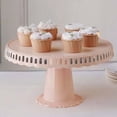 thumbnail image 1 of Efavormart 4 Pack | 13" Blush / Rose Gold Round Pedestal Footed Reusable Plastic Cupcake Stands With Interchangeable Ribbon Trim Edge, 1 of 11