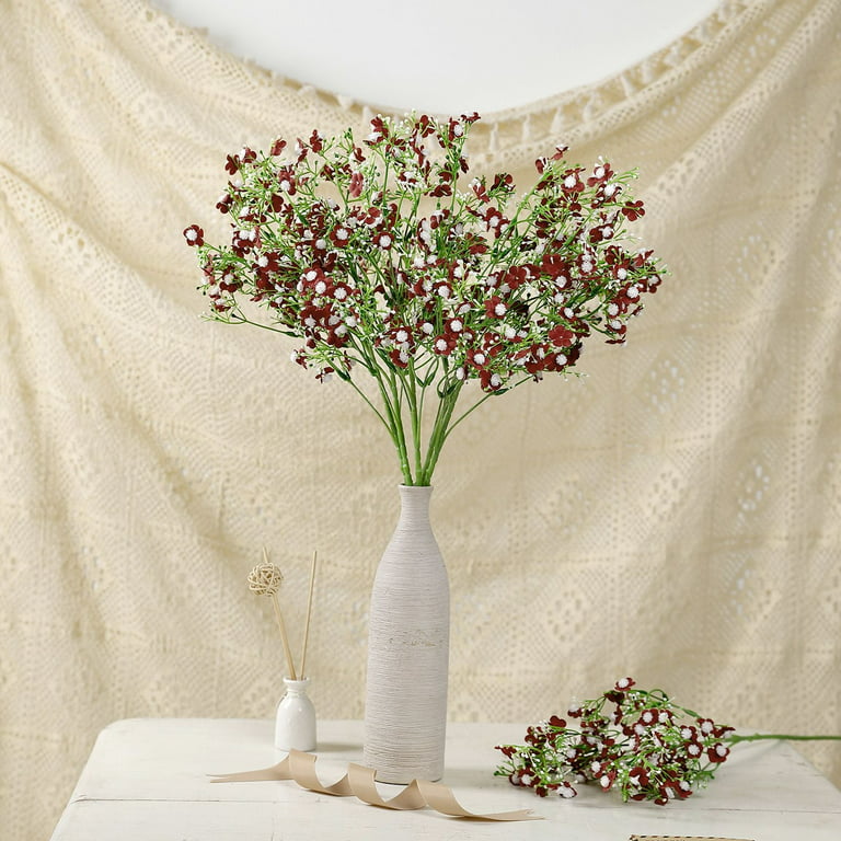 Efavormart 4 Pack - 27 inch Babys Breath Artificial Flowers, Gypsophila Real Touch Silk Flowers Stem -Burgundy for DIY, Wedding, Party, Home, Floral