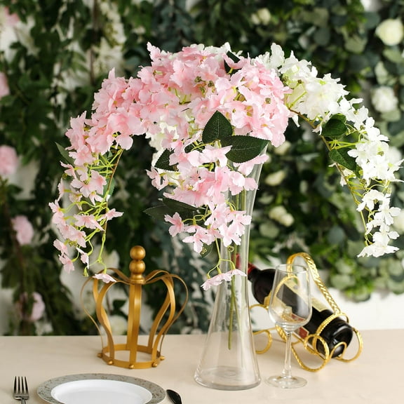 Efavormart 4 Pack 41" Tall Pink Silk Hydrangea Stems Artificial Flowers For Wedding Floral Arrangements