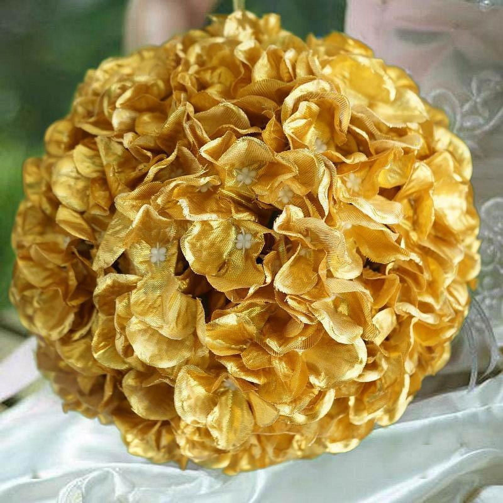 Efavormart 4 Pack 7" Gold Silk Hydrangea Kissing Flower Balls Wedding ...