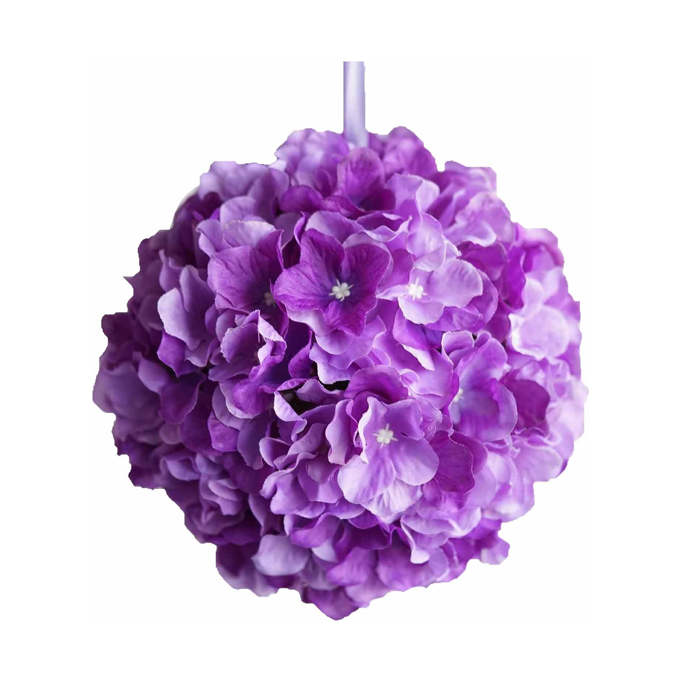 Efavormart 4 Pack 7" Purple Silk Hydrangea Kissing Flower Balls Wedding Centerpieces Decoration ...