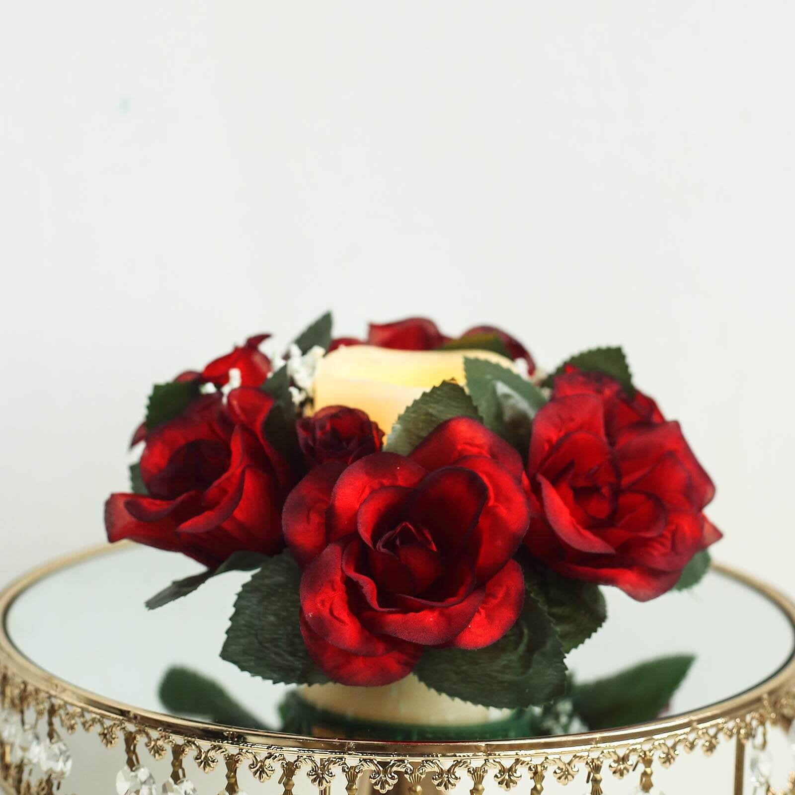 Efavormart 4 Pack Artificial Silk Rose Floral Candle Rings Party Event ...