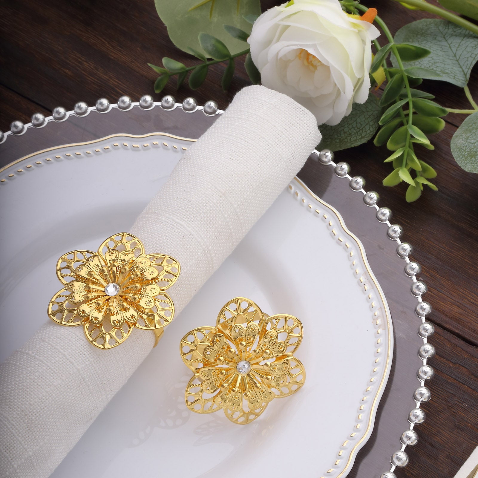 Efavormart 4 Pack Gold Metal Hollow Sun Flower Napkin Rings, Modern ...