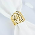 thumbnail image 1 of Efavormart 4 Pack | Shiny Gold Laser Cut Rose Metal Cuff Napkin Rings, Decorative Flower Napkin Holders, 1 of 11