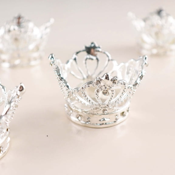Efavormart 4 Pack | Silver Metal Crown Rhinestone Napkin Rings, Royal Bling Napkin Holders