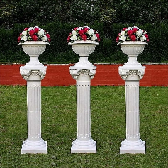 Efavormart 4 Pack 36" Tall White PVC Height Adjustable Empirical Roman Inspired Pedestal Column Plant Stand